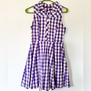 Purple Checkered Dress modcloth gingham size small retro fit and flare